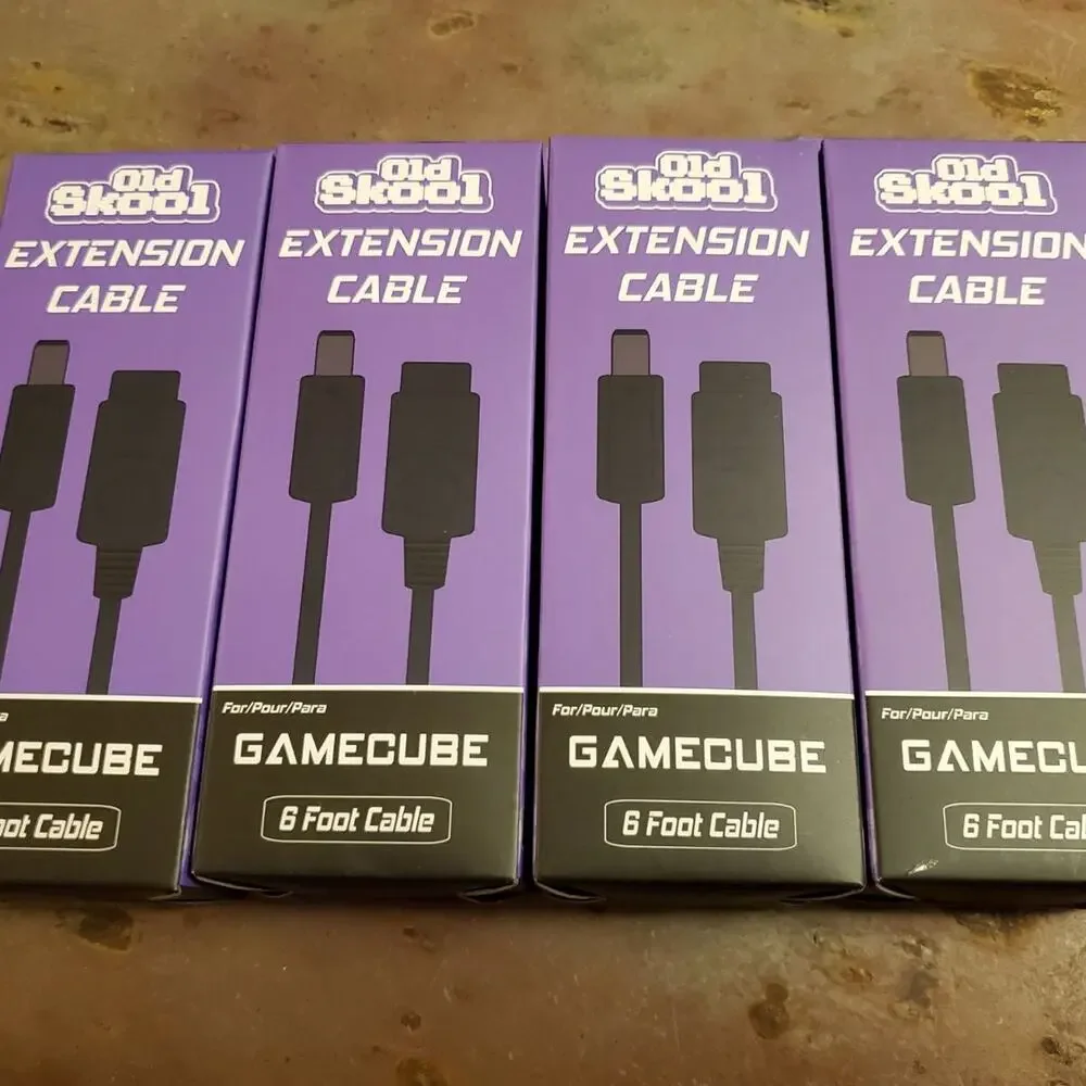 4 Gamecube Controller Extension Cables (NEW) - 6-Feet - Nintendo - Old Skool